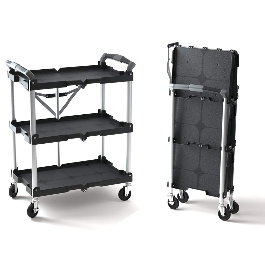 Olympia Tools 85-188 Pack-N-Roll Folding Collapsible Service Cart, Black, 50 Lb. Load Capacity per Shelf