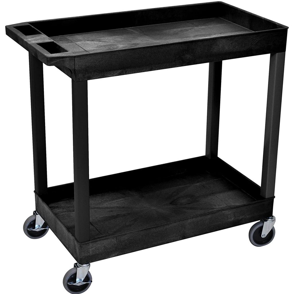 Luxor 32" x 18" Tub Storage Cart 2 Shelves - Black, (EC11-B)