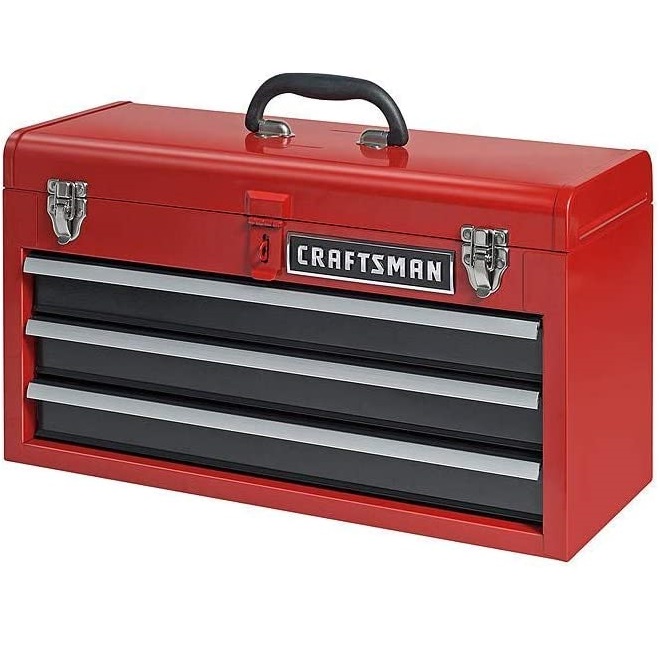 Craftsman 3-Drawer Metal Portable Chest Toolbox Red