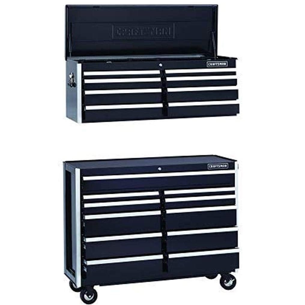 CRAFTSMAN EDGE Tool Cabinet with Tool Chest, 52-Inch, 19 Drawer, Combo, Black (40773 & 40779)