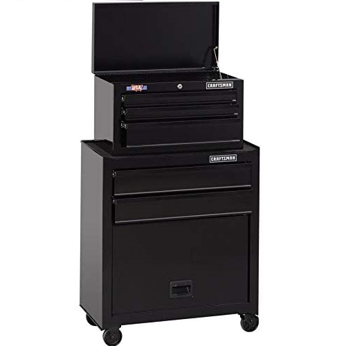 CRAFTSMAN 5-Drawer Ball-Bearing Steel Tool Chest Combo (Black) 1000 Series 26-in W x 44-in H