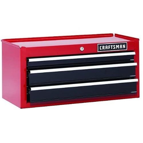Craftsman 26 In. 3-drawer Chest Heavy-duty Ball Bearing Middle Chest -Red Tool Box Backed By 6-year Limited Warranty